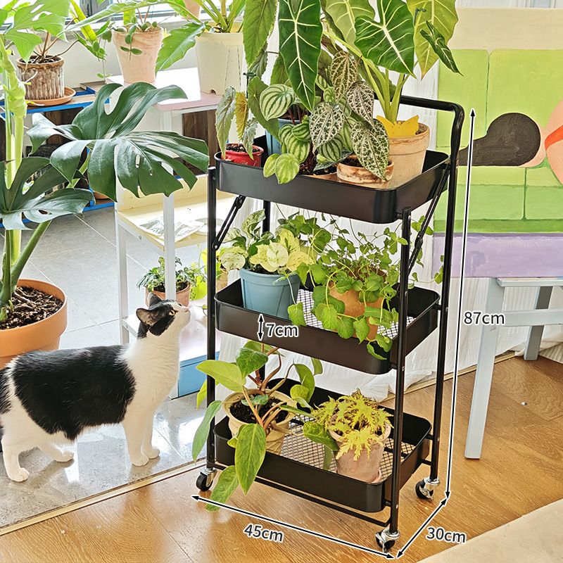 花架子客厅落地式小推车置物架可移动阳台不占地植物秋海棠多肉架|undefined