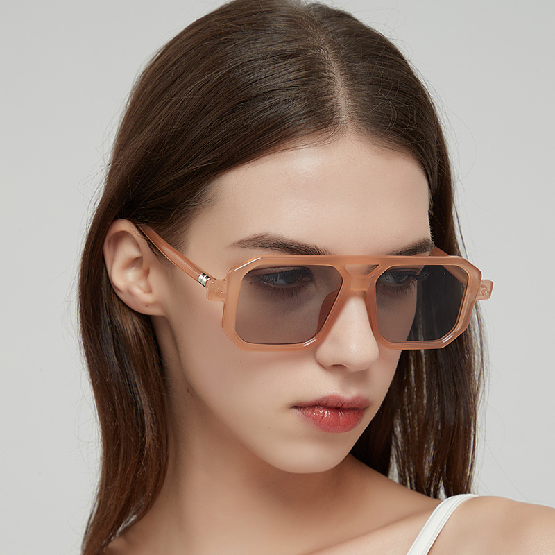 Solid Color Pattern Women'S Gender Retro Style Retro Solid Color Ac UV400 Protection Polygon Full Frame Women's Sunglasses