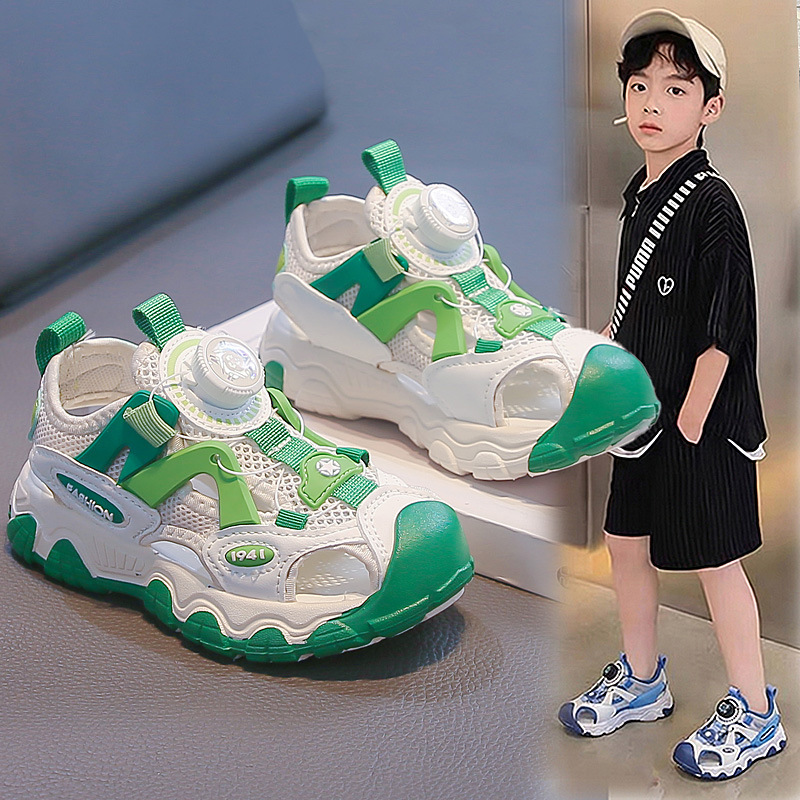 Zapatos de playa para niños verano 2026 nuevo tipo de sandalias de botón hueco para niños sandalias casuales ligeras image 3