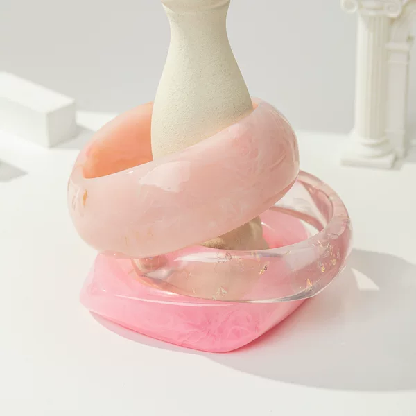 European and American Cross-Border Ins-Style Fresh Pink Geometric Irregular Resin Bracelet, Fashionable and High-End Bracelet for Women
