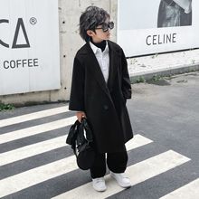 童装男童风衣儿童长款外套2023秋冬款英伦中大童洋气宝宝大衣潮酷