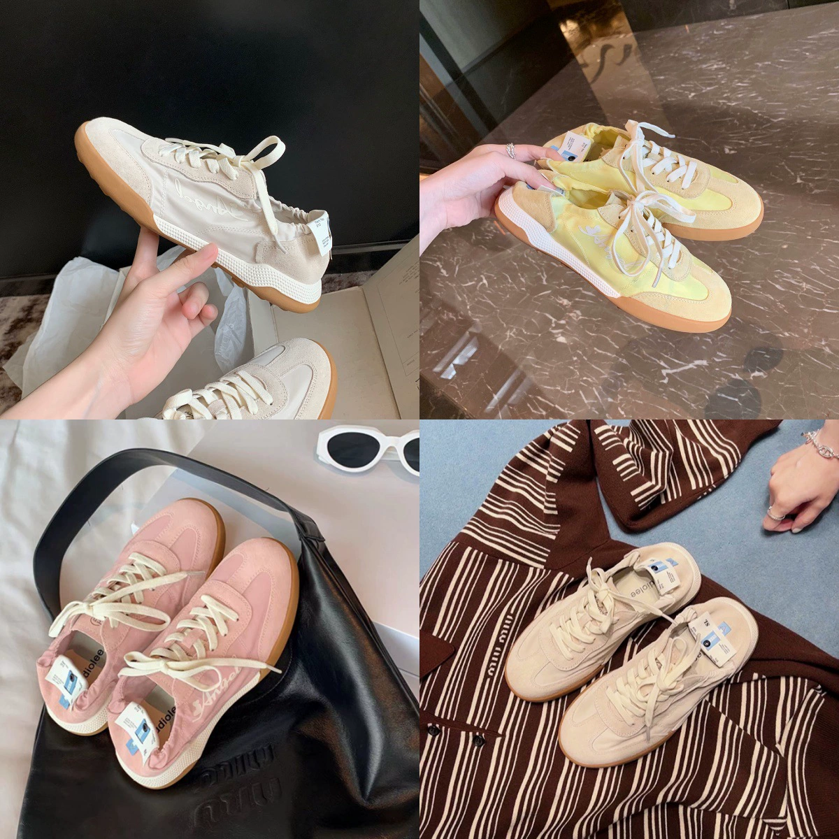 Виноградная мама studiolee2024 новые кожаные повседневные дикие спортивные кроссовки круглая голова дышащая обувь для женщин