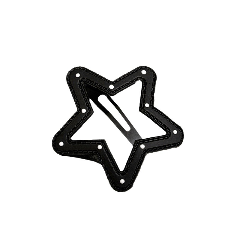 흑백 폴카 도트 가죽 헤어 클립 여성용 프린지 헤어 클립 달콤한 쿨 핫 걸 bb 클립 간단한 사이드 클립 헤어핀 헤드웨어