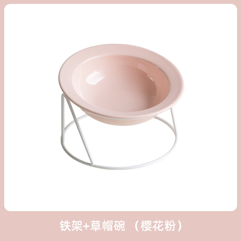 Cerámica inclinada para artículos de mascotas doble cuello protector de cuello para gatos tazón de comida para gatos aumento anti-derroquear tazón de agua para gatos y perros tazón de grano