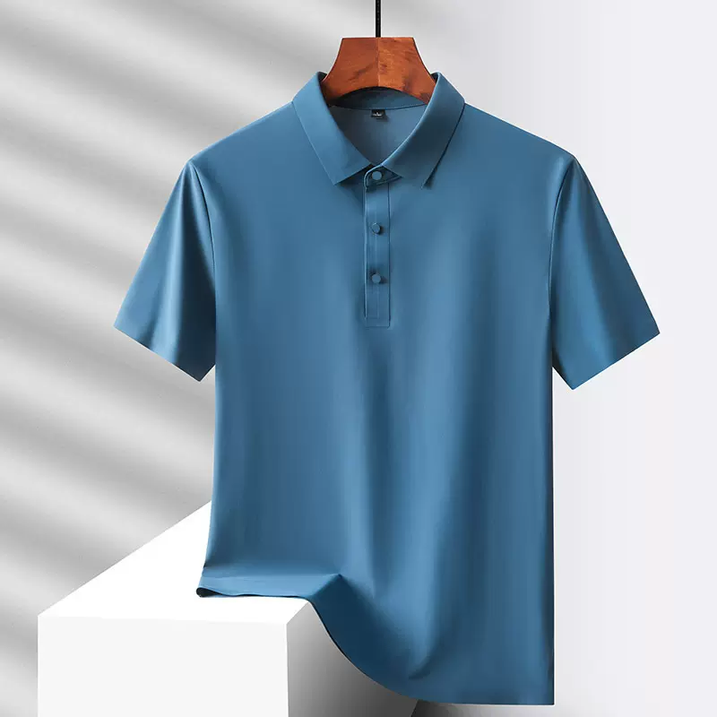 2026商务休闲男士冰丝polo衫夏季翻领高端无痕短袖透气跨境衬衫
