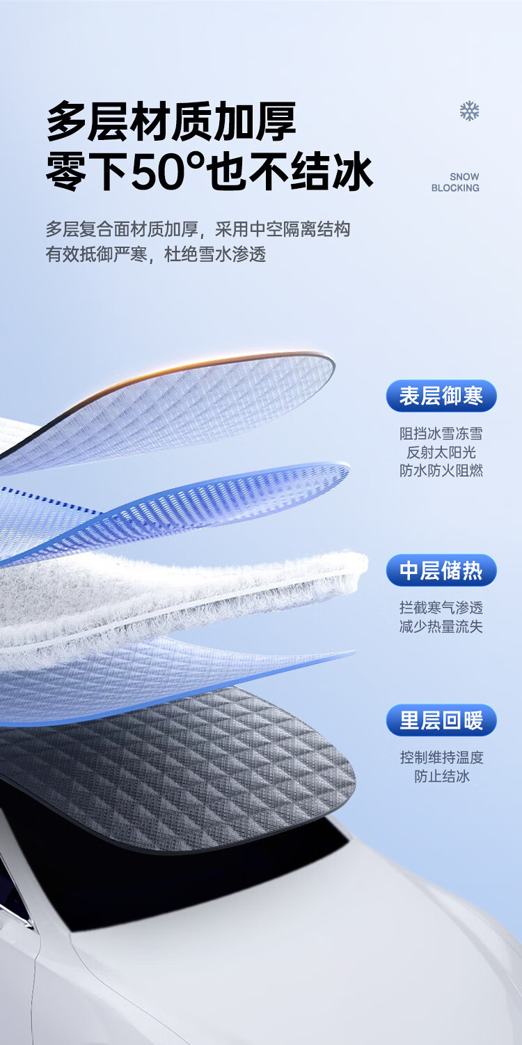 Car Glass Snow Shield, Front Windshield Anti-Frost and Anti-Snow Thickened Half-Cover Car Cover, Winter Magnetic Aluminum Film Snow Shield