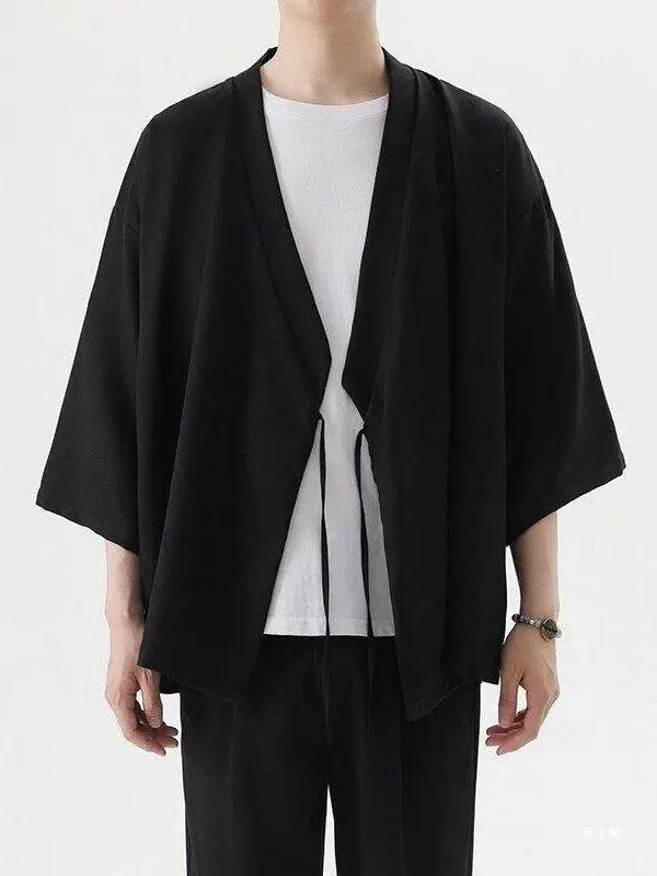 中国风汉服开衫外套男大码宽松道袍古风禅服夏季冰丝防晒衬衫和服