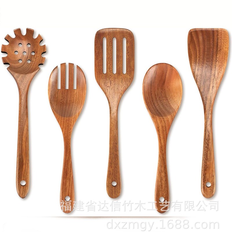 クロスボーダークッキングセット アカシア材キッチン用品 長柄スパチュラ 無垢材スパチュラ スプーンとフォーク ノンスティックキッチン 10点セット|undefined