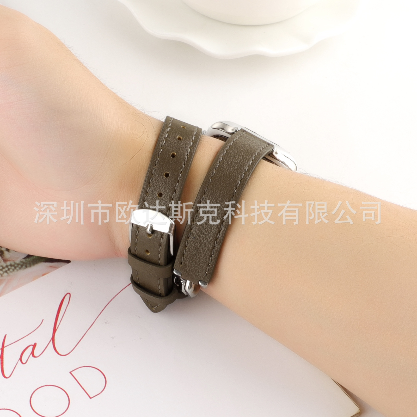 Adecuado para Apple sola fila Denim Cadena de cuero doble anillo reloj Correa watch8/SE/7/6/5/4/32