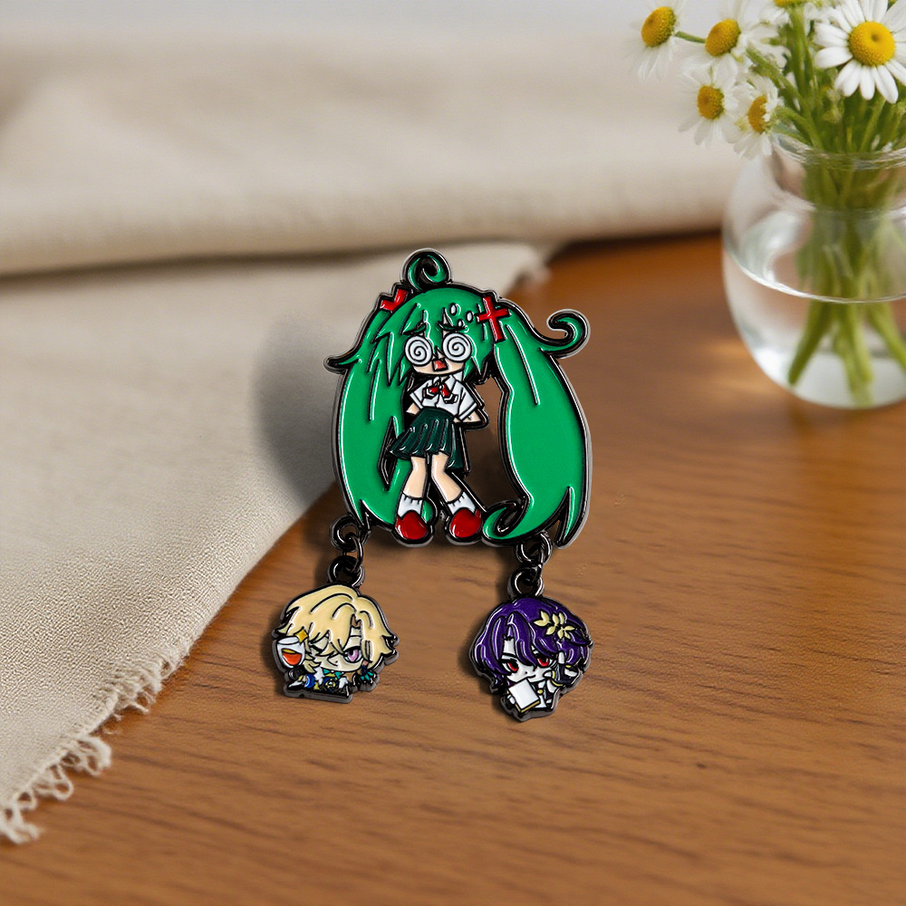 Virtual Female Singer Brooch Cartoon Pendant Truth Doctor and Sand Gold Badge Game Gift Accessories