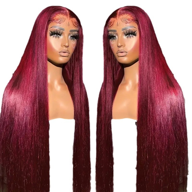 Long Straight Hair Wig Fashion Center Parted Full Head Cover With Lace Trim_voghion.com