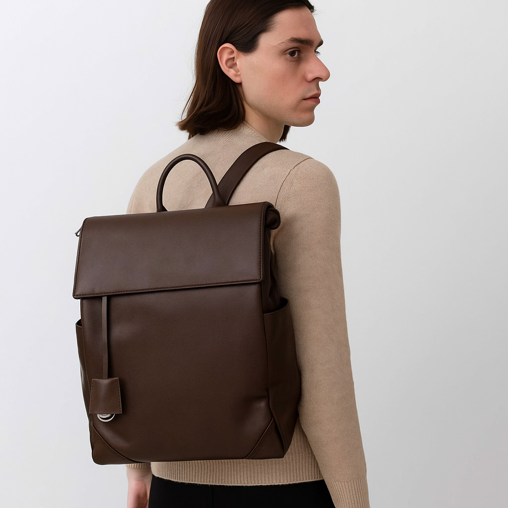 棕色头层牛皮双肩包 女士时尚休闲旅行 手提单肩多功能背包