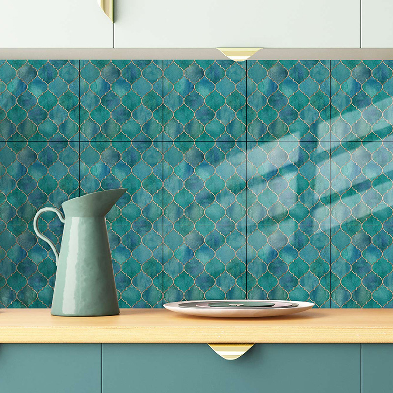 Cz-Dz512 Dark Green Fish Scale Shape Tile Kitchen Bathroom Cross-Border Amazon Ebay Self-Adhesive Wholesale Wall Sticker