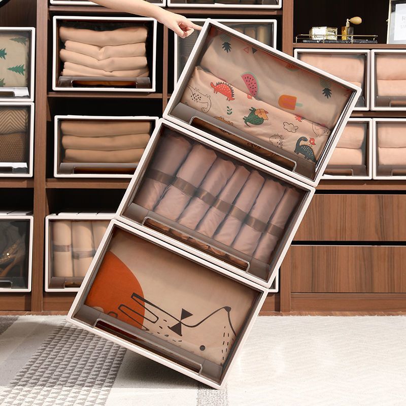 收纳盒抽屉式塑料透明衣橱收纳储物柜家用衣服内衣零食整理柜