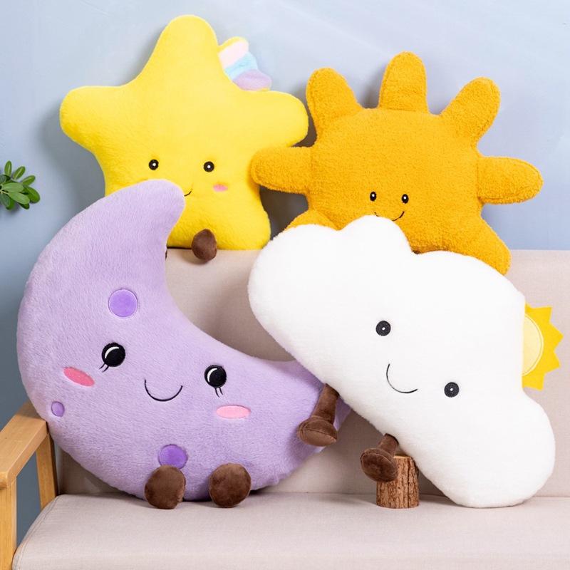 Amuseable transfronterizo pequeño sol almohada juguetes de peluche luna nube almohada muñeca muñeca
