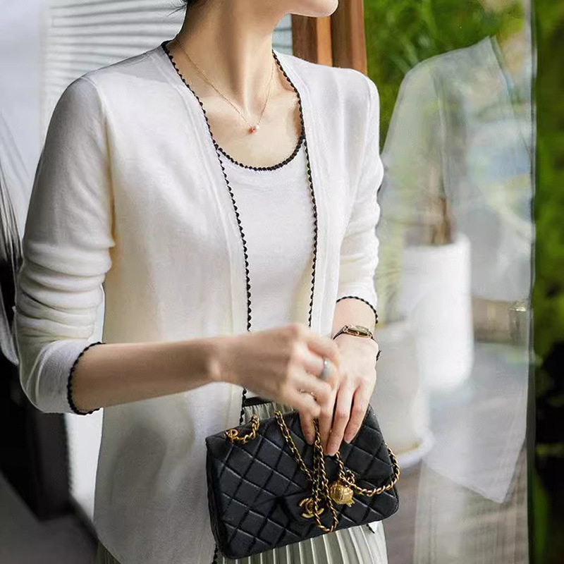 Exquisite Wool Blend 14G Cardigan Pullover Two-Piece Loose Cardigan Women's Sweater Cardigan