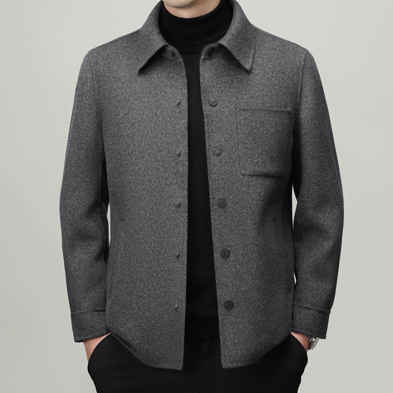 [100% Pure Wool] Men's Short Wool Coat, 2025 Autumn/Winter Fashionable Casual Lapel Woolen Jacket