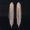 Long small design earrings, silver 925 sample, diamond encrusted, light luxury style