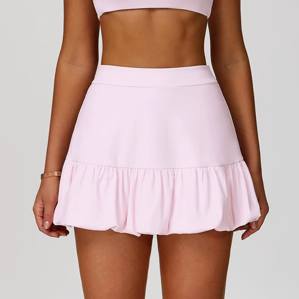Short Skirt, Quick-Drying, Breathable, Anti-Exposure Tennis Skirt, Flower Bud Short Skirt, Feather Skirt, Casual Fitness Running Sports Skirt 9305