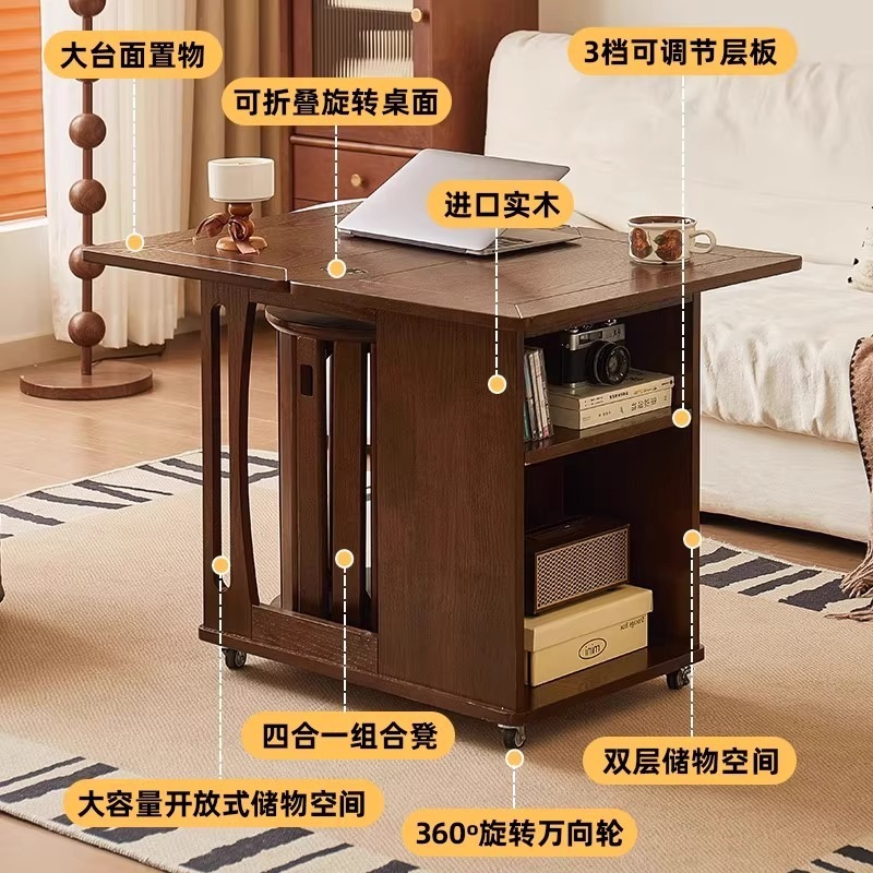 中古茶几可移动可折叠边几小推车桌子沙发边柜客厅茶台沙发边几|undefined