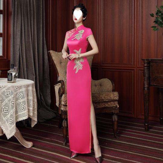 Cheongsam Young Style Classy Improved Version New Stage Catwalk Performance Clothing Long Urban Style Large Size Slimming Look China