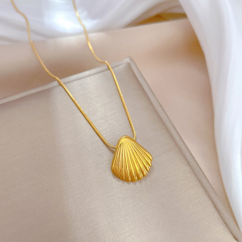 Acier Au Titane Dame Placage Coquille Pendentif display picture 4