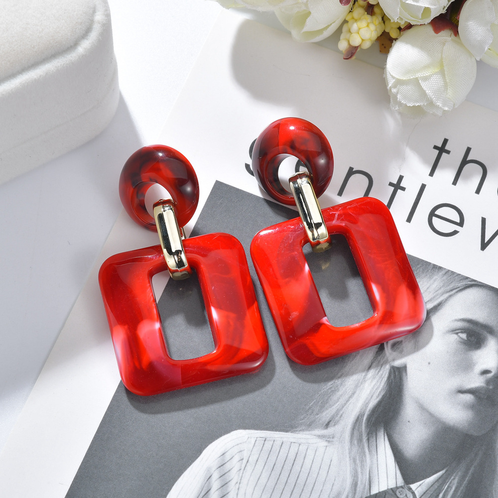 Resin Material Retro Fashion Geometric Resin No Inlaid Earrings