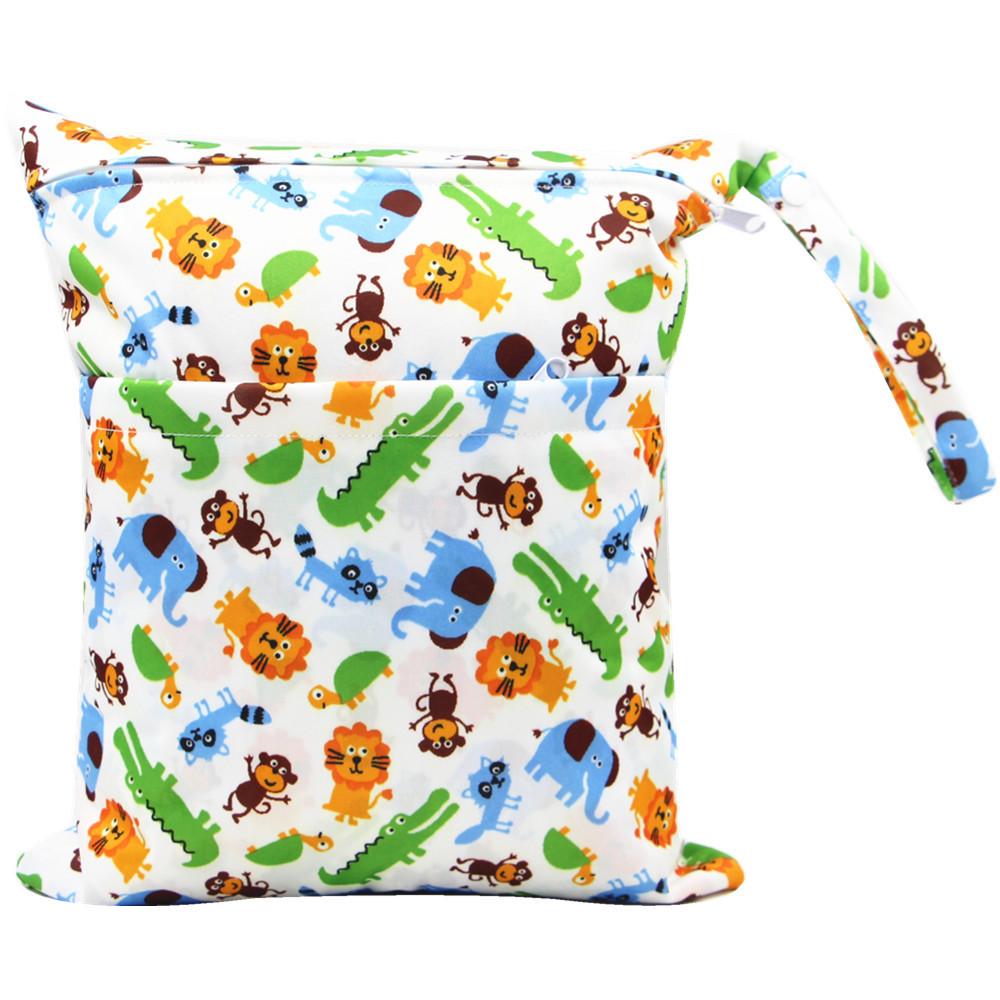 Bolsa de pañales Asenappy Impresión digital bebé doble cremallera impresión impermeable bolsa de pañales aplicación económica