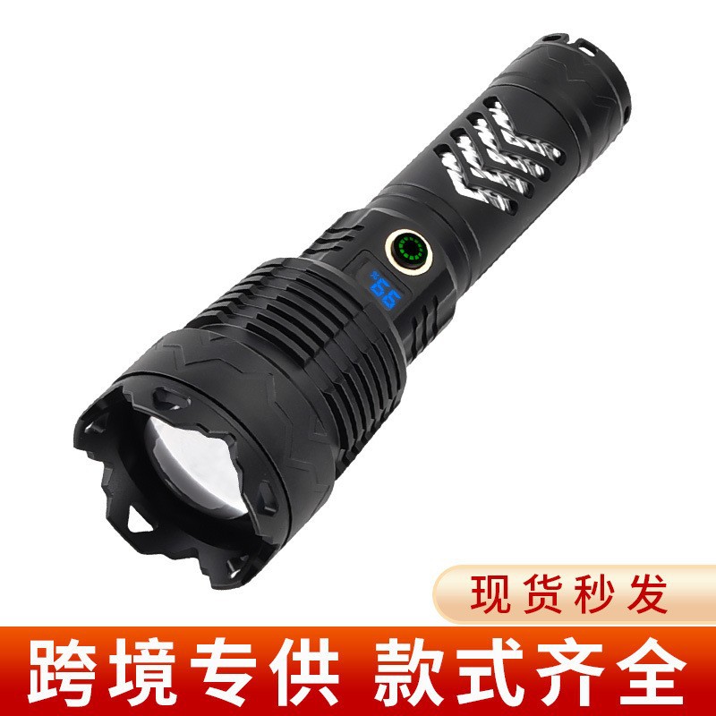 Nuevos productos transfronterizos XHP360 linterna de luz intensa multifuncional telescópica zoom linterna al aire libre tipo-c carga