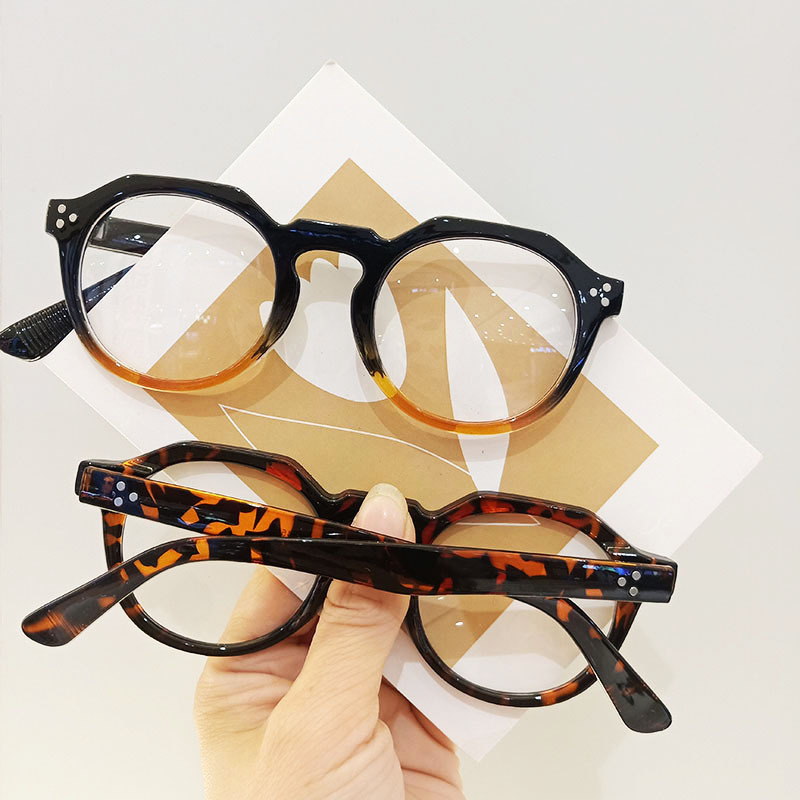 Retro Round Frame Anti-blue Light Flat Mirror Plain Flat Glasses display picture 4