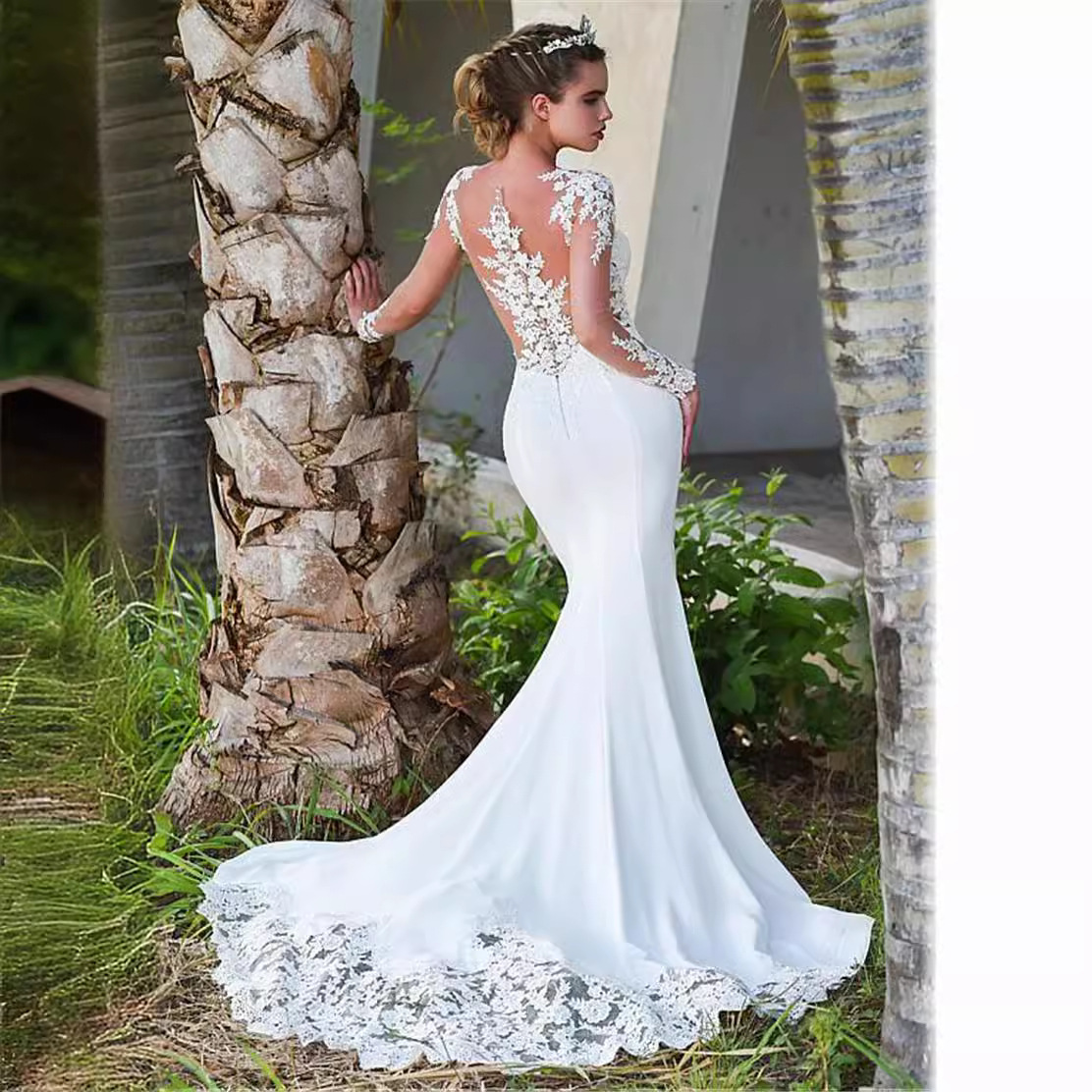 Gauze Wedding Dress 2025 New Spring Bride Round Neck Waist Palace Dreamy Slim Tail Wedding Dress
