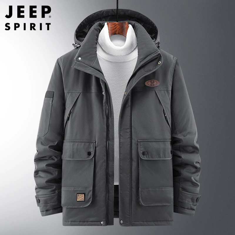 Куртка средней длины (Jeep Spirit), с капюшоном, демисезонная, повседневная