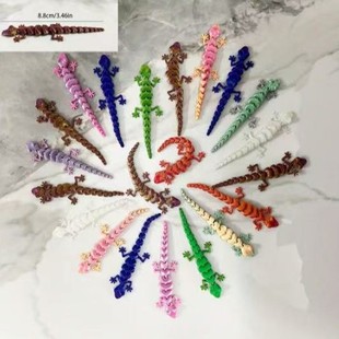 Cross-Border Popular 3D Printed Mini Animal Artificial Lizard Gecko Accessories Funny Cat Integrated Joint Movable Trinket