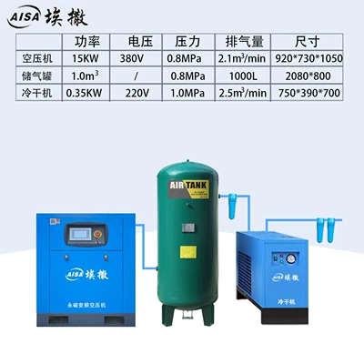 Hava kompressorları | Wholesale, Industrial-Grade, High-Efficiency Gas - promotional-15kw-permanent-magnet-variable-frequency-touch-model-10-gas-tank-20ac-cold-dryer