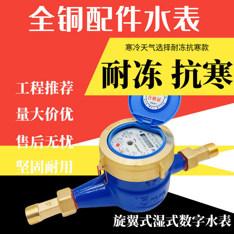 自来水水表国标立式老款出租屋数字4分冷水表家用湿式抗冻高灵敏