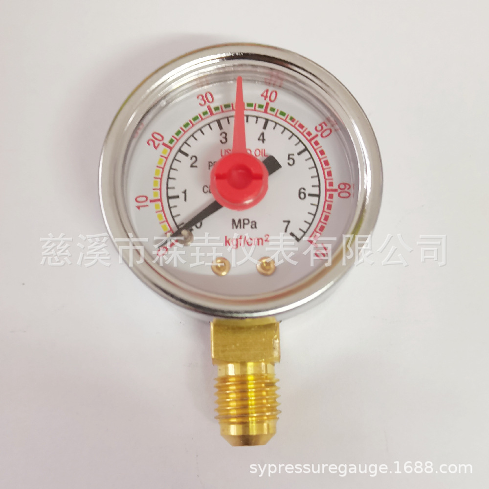 出口品质 40MM镀铬红针压力表0-7MPA  7/16螺纹