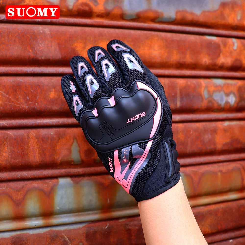 Manufacturer Suomy Motorcycle Touchscreen Gloves, Thin Mesh Breathable, All-Season Motorcycle Racing Anti-Fall Protection Full-Finger Gloves