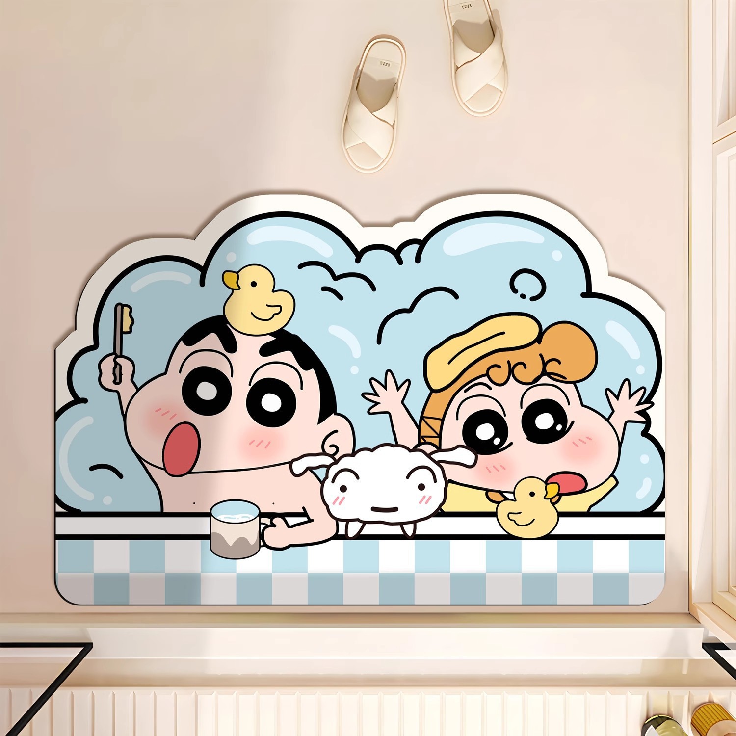 Cartoon Creative Xiaoxin Diatom Mud Floor Mat for Entryway, Dirt-Resistant and Easy to Maintain, Bathroom Absorbent Non-Slip Foot Mat