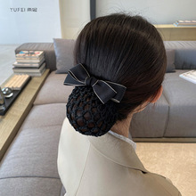 银行头花女网兜职业发网工作盘头发网套酒店员工上班头饰发饰2025