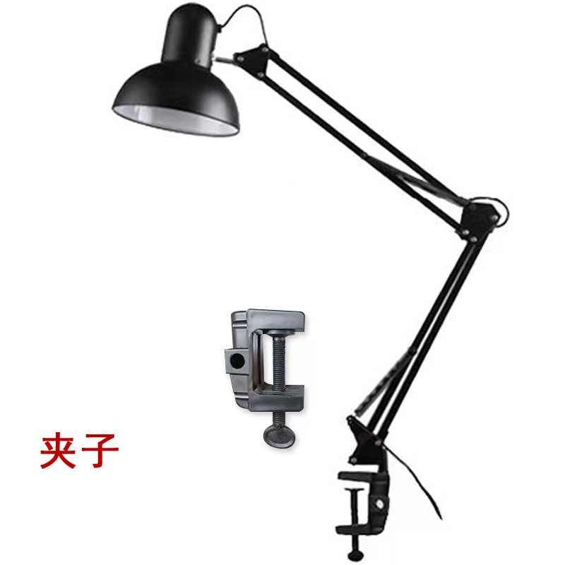 Lámpara de escritorio de lectura de protección ocular LED Lámpara de escritorio plegable de arte de hierro de estilo europeo y americano Clip de lectura de aprendizaje Lámpara de escritorio de protección ocular de brazo largo