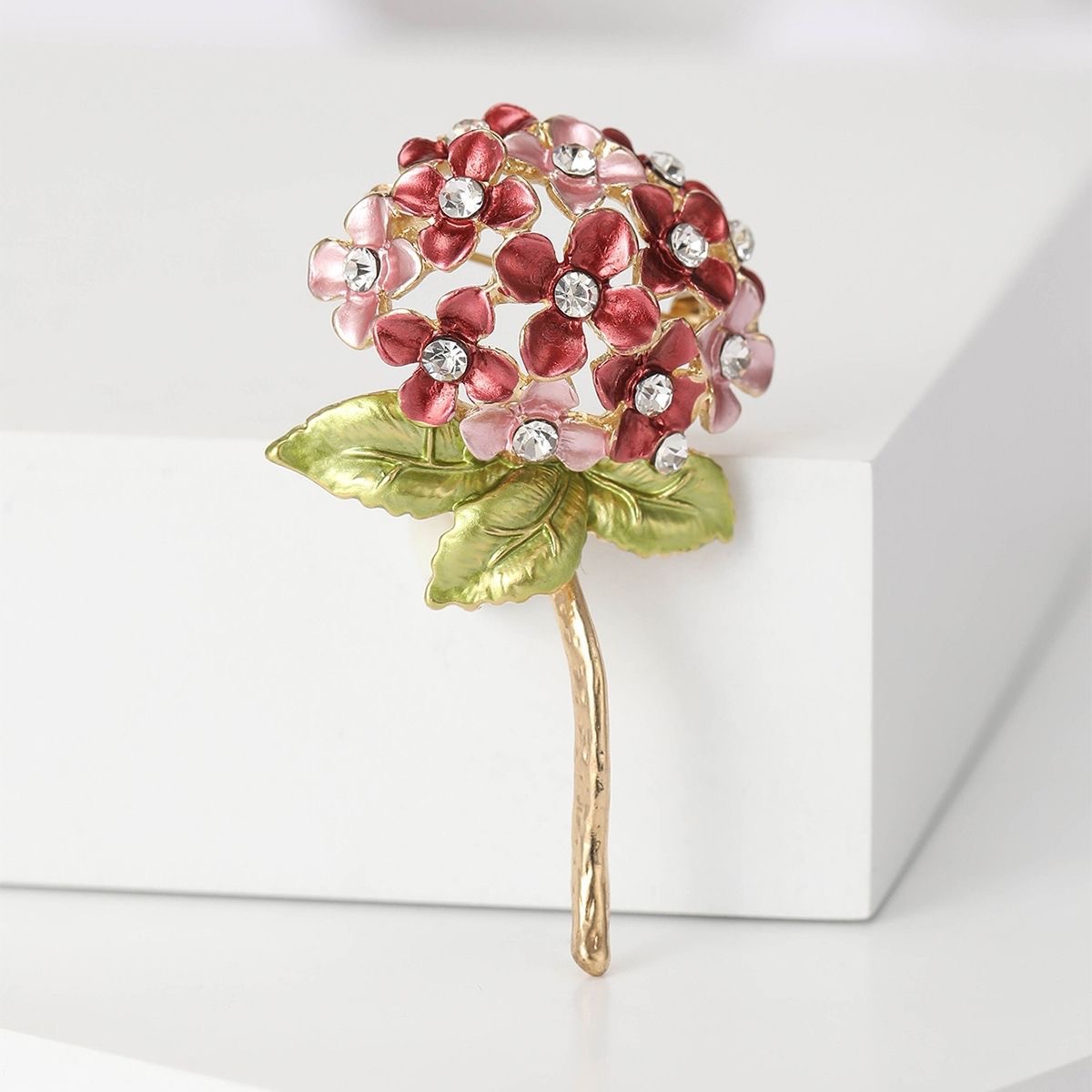 Korean Fashion New Alloy Enamel Hydrangea Brooch Personalized Versatile Women's Clothing Corsage Jewelry Pin