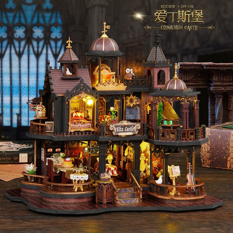 Edinsburg comercio electrónico transfronterizo bricolaje cabaña modelo de juguete ensamblado a mano bricolaje cabaña libro rompecabezas tridimensional