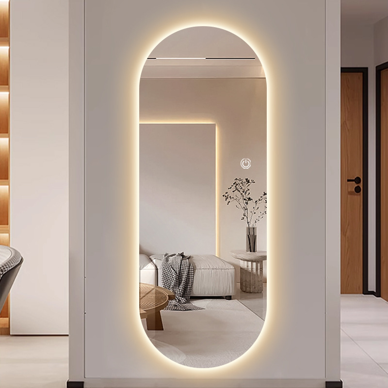 Intelligent Led Explosion-proof Full-body Mirror with Light Wall-mounted Dressed Mirror Frameless Fitting Mirror Household Special-shaped Entrance Mirror