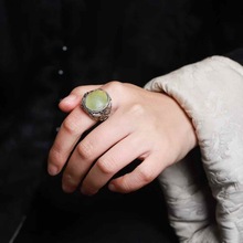 玉器工艺品天然新疆和田玉 籽料老料•原石戒指男女扳指戒指送证