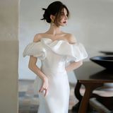 Fishtail wedding dress light 2023 new bridal welcome yarn Korean style off-shoulder dress one-piece delivery