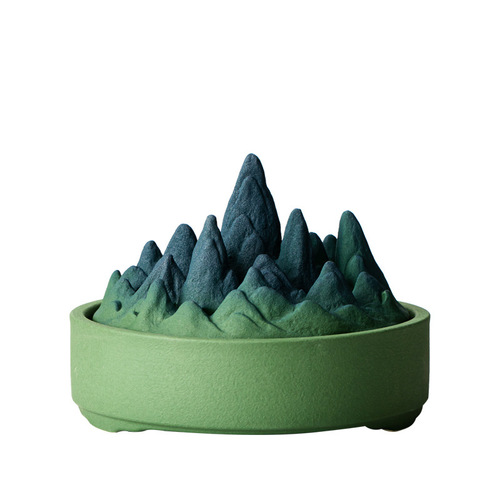 Large Thousand Mountains and Rivers Ceramic Incense Burner for Home Use, Indoor Creative Plate Incense Sandalwood Mosquito Repellent Incense Box with Wicks