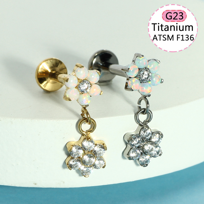 G23 Titanium Chain Pendant Lip Nail Peach Heart Butterfly Ear Screen Nail Lip Ring Ear Bone Nail Jewelry F136 Body Piercing Jewelry detail image 5