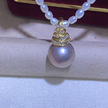 DIY新款万能扣吊坠银配件 吊坠项坠女 通体S925纯银珍珠配件空托