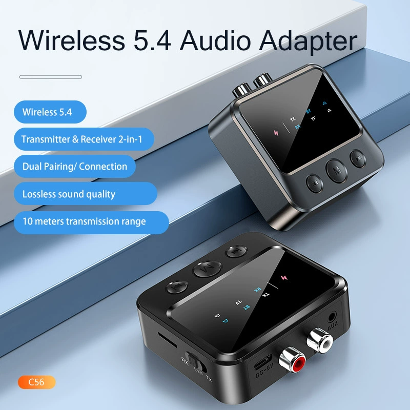 Новый продукт C56 Bluetooth передатчик и приемник в одном адаптер, двойной передатчик, двойной приемник, один к двум, с воспроизведением через TF-карту
