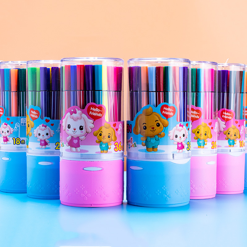 Watercolor pen 12 color 18 color 24 color 36 color washable cartoon students color children's painting color brush art painting brush